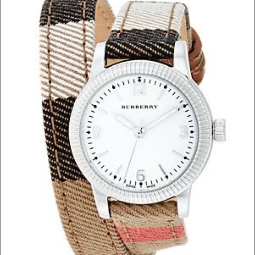 Burberry Utilitarian Round Leather Wrap Watch 30mm